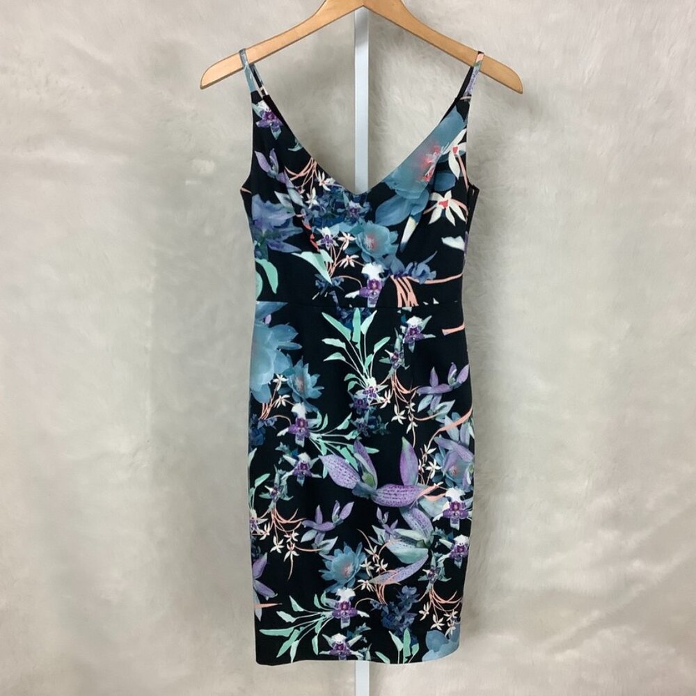 Black Halo Sleeveless Black Floral Ansellia Jevette Sheath Dress NWT 0